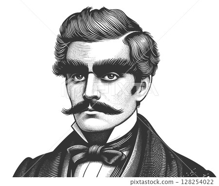 Serious Gentleman engraving raster 128254022