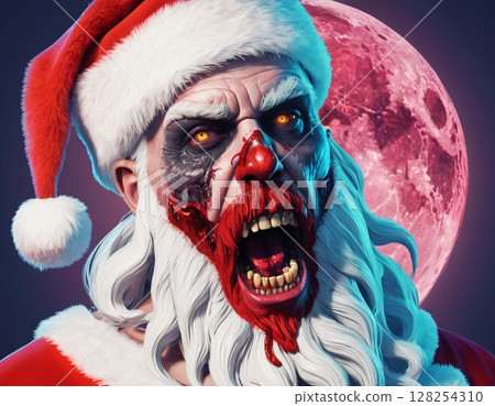 Image of zombie santa claus. Artificial intelligence. Image of zombie santa claus. Artificial intelligence. 128254310
