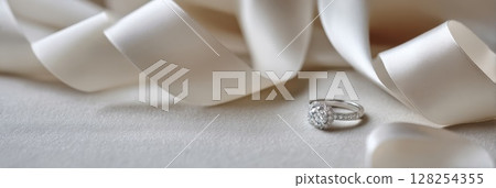 Diamond ring and ribbon 128254355