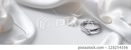 Diamond ring and ribbon 128254356