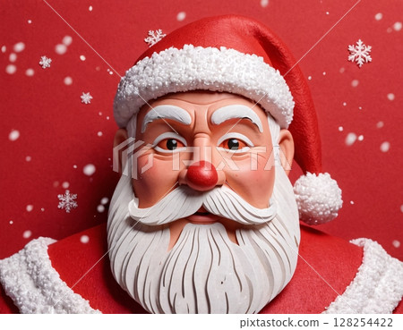 Portrait of Santa Claus on a red background.  128254422