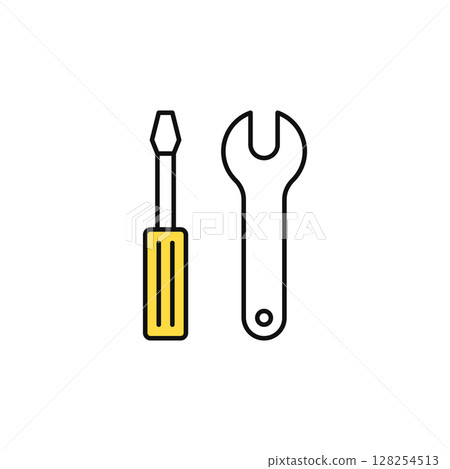 Spanner and screwdriver simple vector icon illustration material 128254513