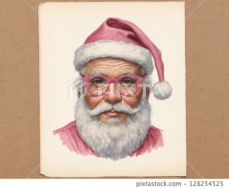 Portrait of stylish Santa Claus in pink glasses.  128254525