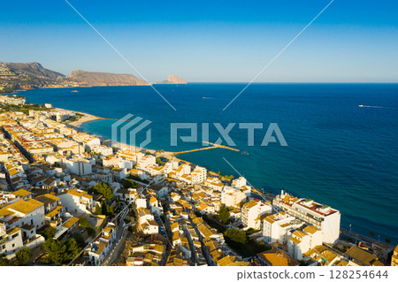 Aerial view of Altea cityscape on Mediterranean Costa Blanca, Spain 128254644