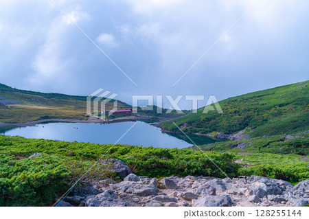 [Mountain material] Hakuba Oike Pond in early autumn [Nagano Prefecture] 128255144