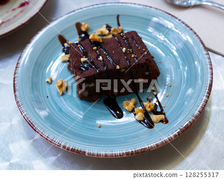 Sweet traditional chocolate brownie cake Sweet traditional chocolate brownie cake 128255317