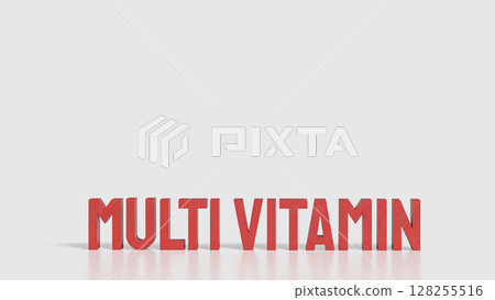 The Red multi vitamin on White Background for sci or health concept 3d Rendering. The Red multi vitamin on White Background for sci or health concept 3d Rendering. 128255516