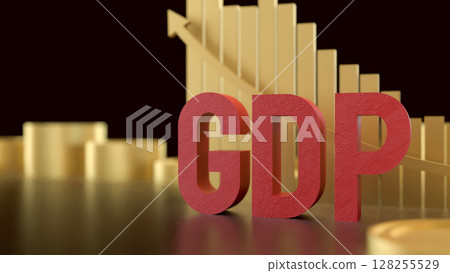 The GDP and gold coins for Business concept 3d Rendering. The GDP and gold coins for Business concept 3d Rendering. 128255529