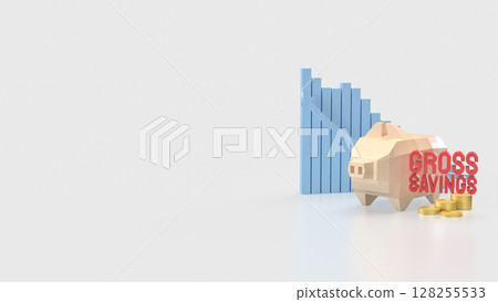 The Gross savings and Piggy Bank for Business concept 3d Rendering. The Gross savings and Piggy Bank for Business concept 3d Rendering. 128255533