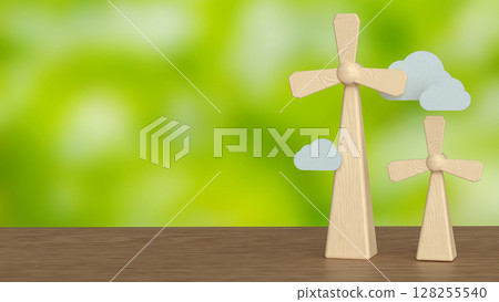 The Windmill for clean energy  for ecology concept 3d Rendering. 128255540