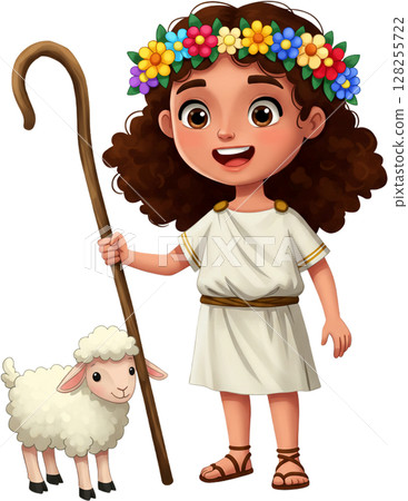 little girl in a wreath of flowers little girl in a wreath of flowers 128255722