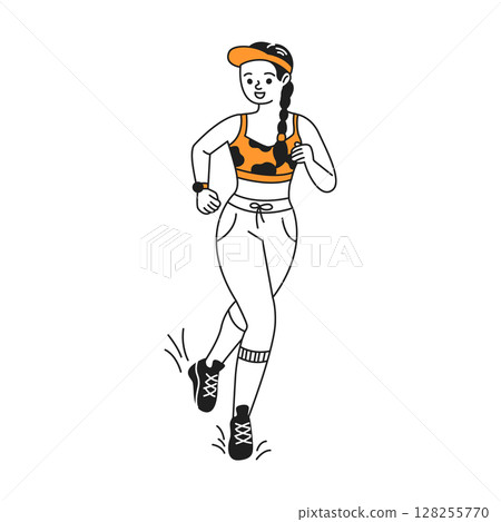 Illustration of Woman Jogging in Activewear 128255770