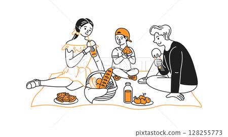 Family Picnic Illustration with Food and Drink 128255773