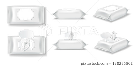Collection of White Wet Wipes Packaging Mockups Collection of White Wet Wipes Packaging Mockups 128255801
