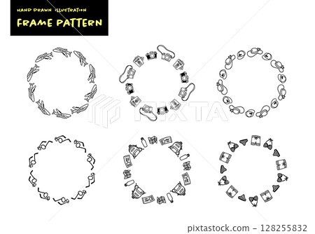 Simple hand-drawn cute travel goods image frame set Simple hand-drawn cute travel goods image frame set 128255832