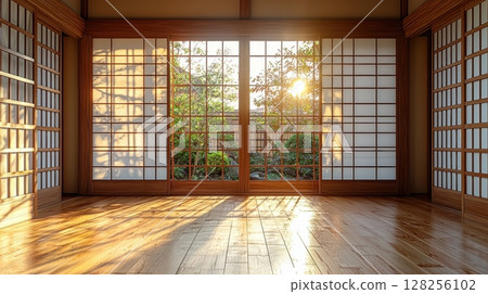 Delicately crafted wooden lattice enhances traditional Japanese Shoji door, softly illuminated natural daylight filtering through translucent rice paper, creating tranquil ambiance Delicately crafted wooden lattice enhances traditional Japanese Shoji door, softly illuminated natural daylight filtering through translucent rice paper, creating tranquil ambiance 128256102