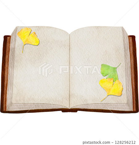 書籍、水彩畫、古董、筆記本、銀杏、插圖 128256212