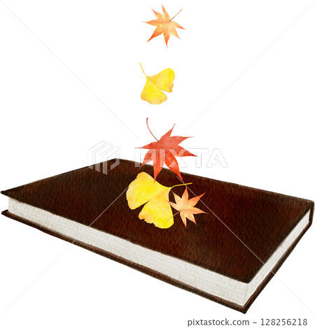 書籍、水彩畫、古董、楓葉、銀杏樹、插圖 128256218