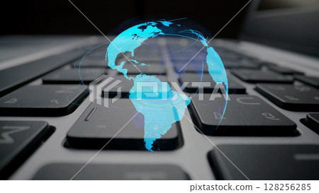 Global network connection visualization showing data exchange Thunk 128256285