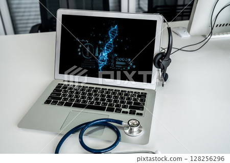Medical science technology and futuristic healthcare computer software brisk 128256296