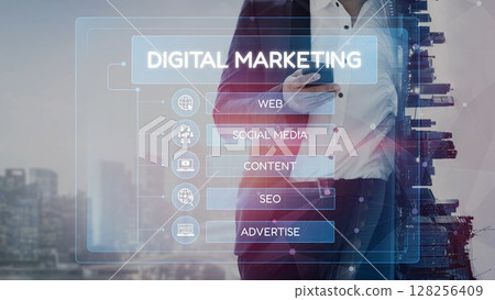 Digital Marketing Structure Showing SEO, Content, and Online Advertising Muxer 128256409