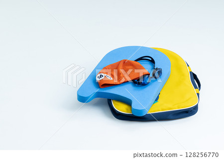 Kickboard and swimming cap 128256770