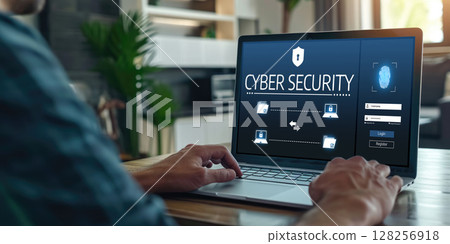 Cyber security system on computer screen protect private information brisk 128256918