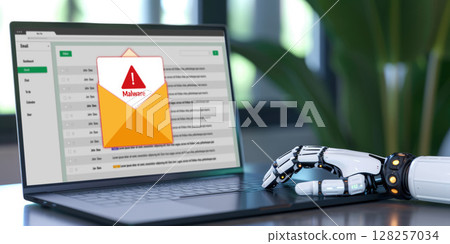 Cyber attack malware alert show computer screen display threat detected brisk 128257034