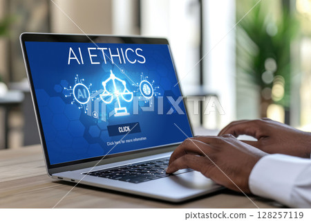AI ethics responsibility standard law and rules on computer screen brisk 128257119