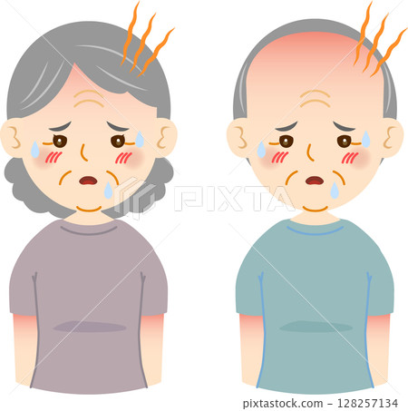 中暑的老年男性和女性 128257134