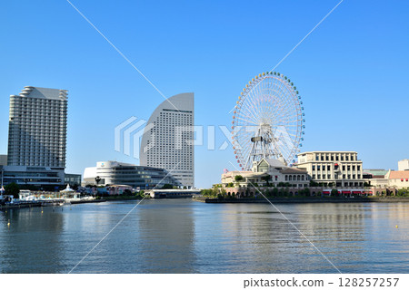 Yokohama Minato Mirai Canal Park Ferris wheel and skyscrapers Yokohama Minato Mirai Canal Park Ferris wheel and skyscrapers 128257257