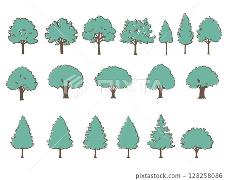 一組逼真的樹木 128258086