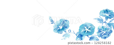 水彩畫。水彩牽牛花向量插圖框架。夏季牽牛花框架材料。 128258182