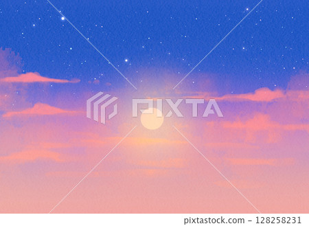 日落天空和雲彩背景圖風景水彩星空 日落天空和雲彩背景圖風景水彩星空 128258231