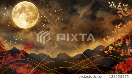 秋季日式背景素材“AI生成圖像” 128258475