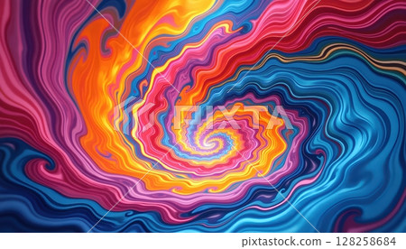 a close up of a colorful swirl with a bright light in the middle, 128258684