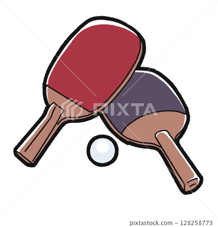 乒乓球拍和乒乓球插圖 128258773