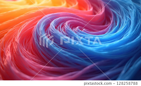brightly colored waves of water in a dark room 128258788