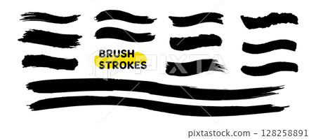 模糊的筆觸，水平，波浪形，設置 128258891