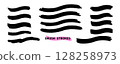 Blurred Brush Strokes, Horizontal, Wave Shape, Set 128258973