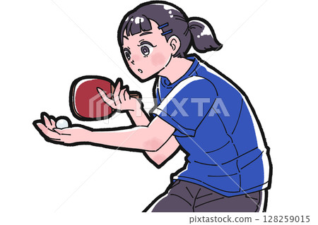 Illustration of a girl playing table tennis Illustration of a girl playing table tennis 128259015