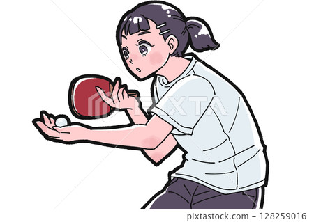打乒乓球的女孩的插圖 打乒乓球的女孩的插圖 128259016