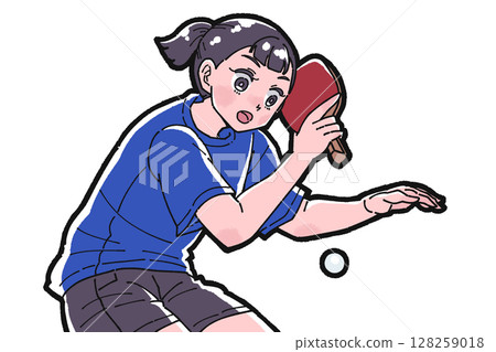 Illustration of a girl playing table tennis 128259018