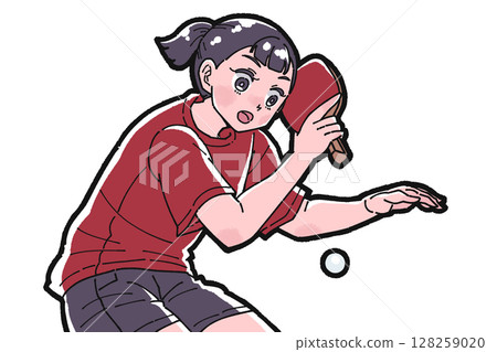 打乒乓球的女孩的插圖 128259020