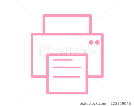 Printer icon simple pink Printer icon simple pink 128259046