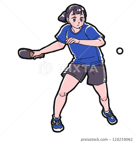打乒乓球的女孩的插圖 128259062