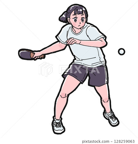 打乒乓球的女孩的插圖 128259063