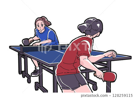 兩個女孩打乒乓球的插圖 兩個女孩打乒乓球的插圖 128259115