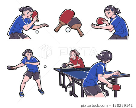 打乒乓球的女孩插畫集 打乒乓球的女孩插畫集 128259141