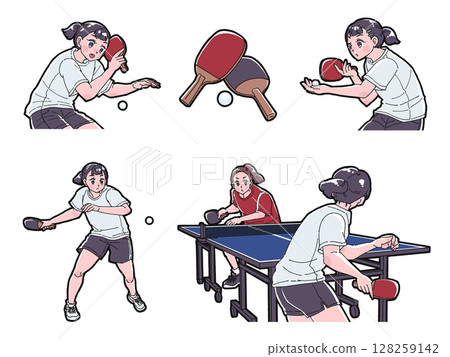 打乒乓球的女孩插畫集 打乒乓球的女孩插畫集 128259142